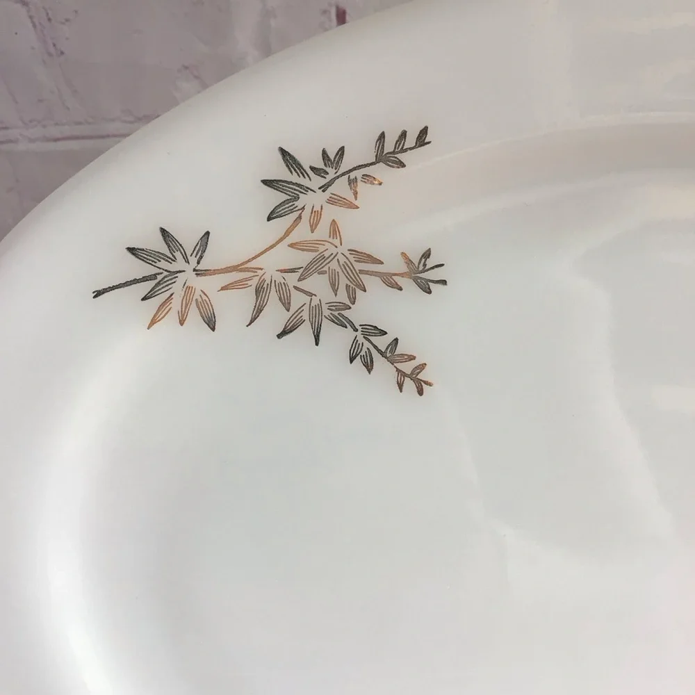 Vintage Federal Glass Golden Bamboo Serving Platter